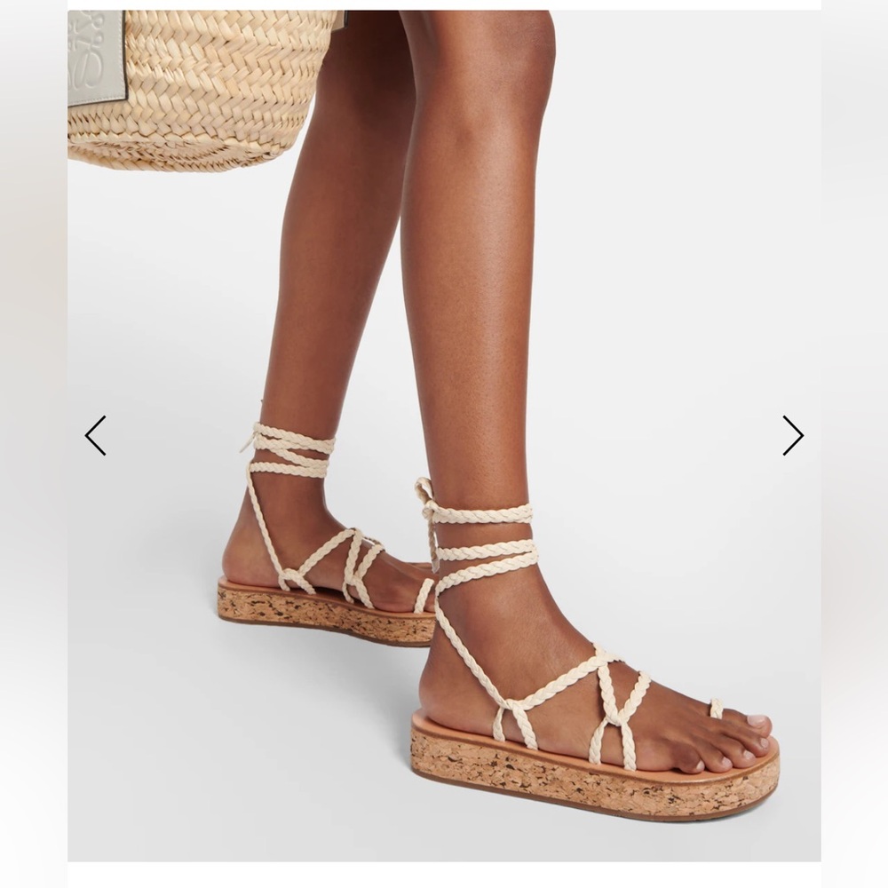 Ancient Greek Sandals Caryatis Leather Platform leather wrap sandal, size 8